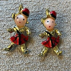 Vintage 1950’s Scottish Kilt Kinsmen Scatter Pins “Jelly Belly” Set Of Two